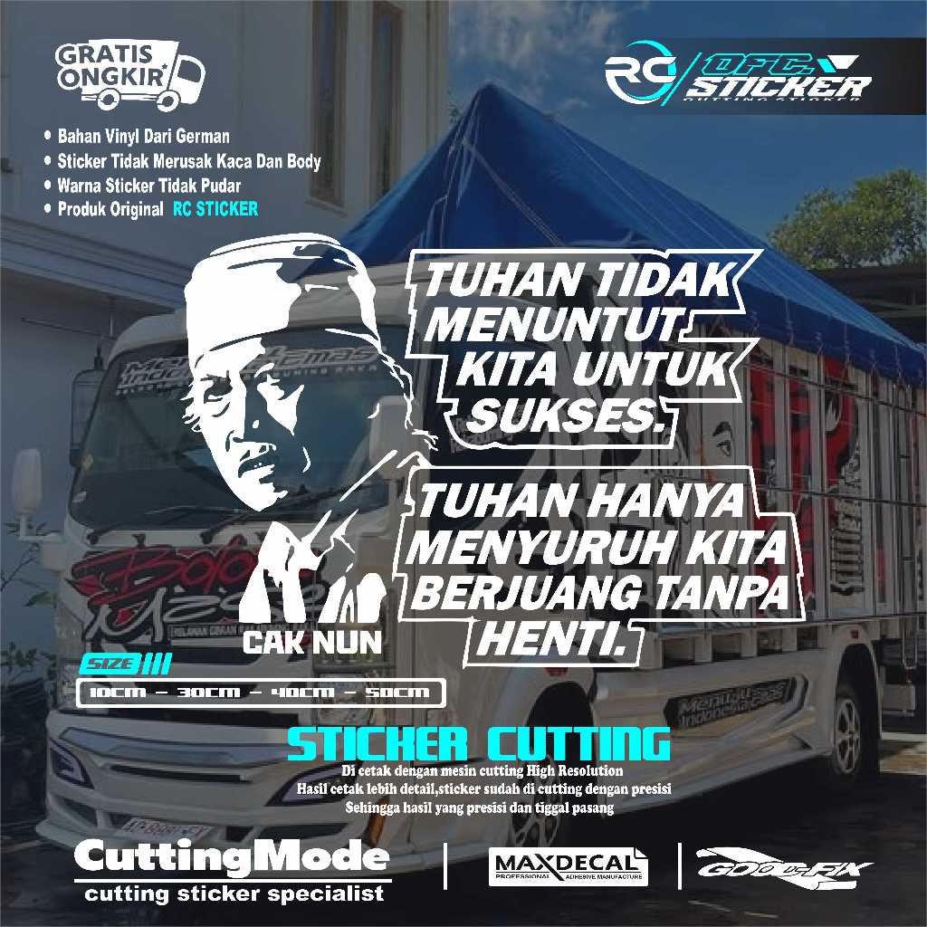 Cutting Sticker Stiker Kaca Truck/Pick UP L300 Kata Kata Cak Nun / Stiker Mobil Cak Nun Stikermobil