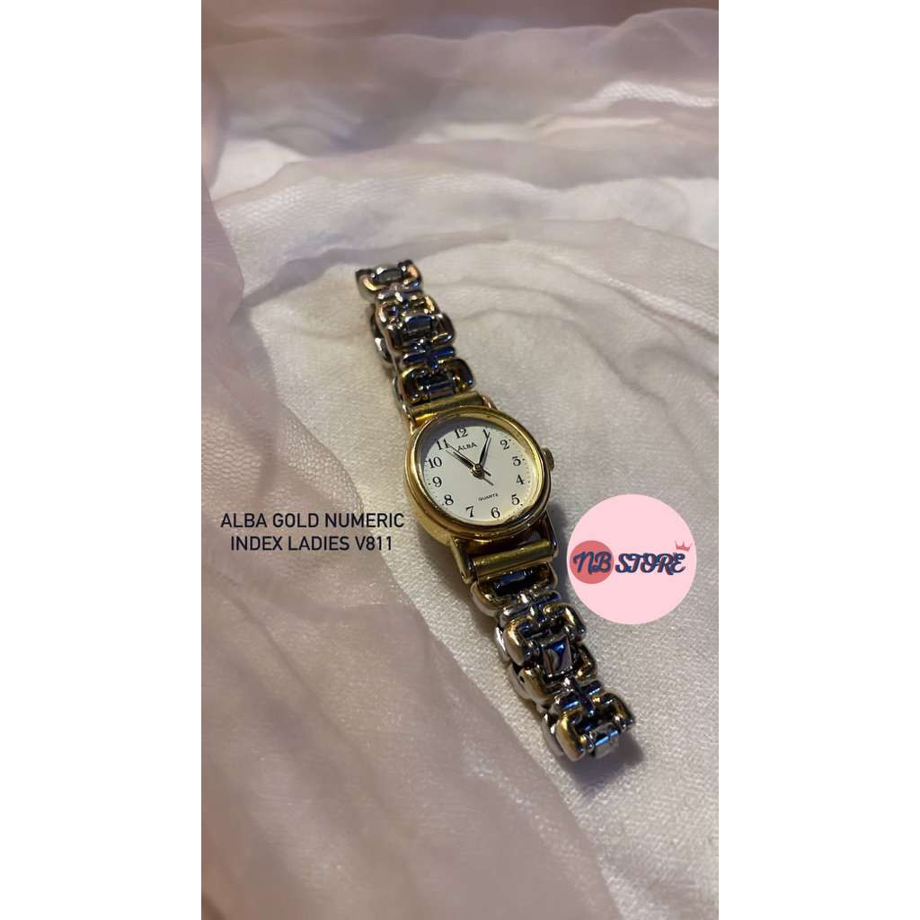 Jam Tangan Wanita Alb4 Gold Numeric Index Ladies V811