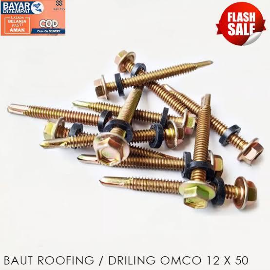 200pcs baut baja ringan roofing/drilling 12x50 panjang 5cm isi 200pcs baut roofing/drilling baja rin