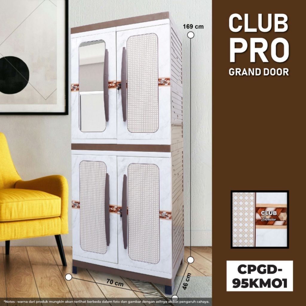 Lemari Pakaian /Lemari baju Full Rak Susun 4 Lemari Plastik Coklar Minimalis Club Pro Grand door
