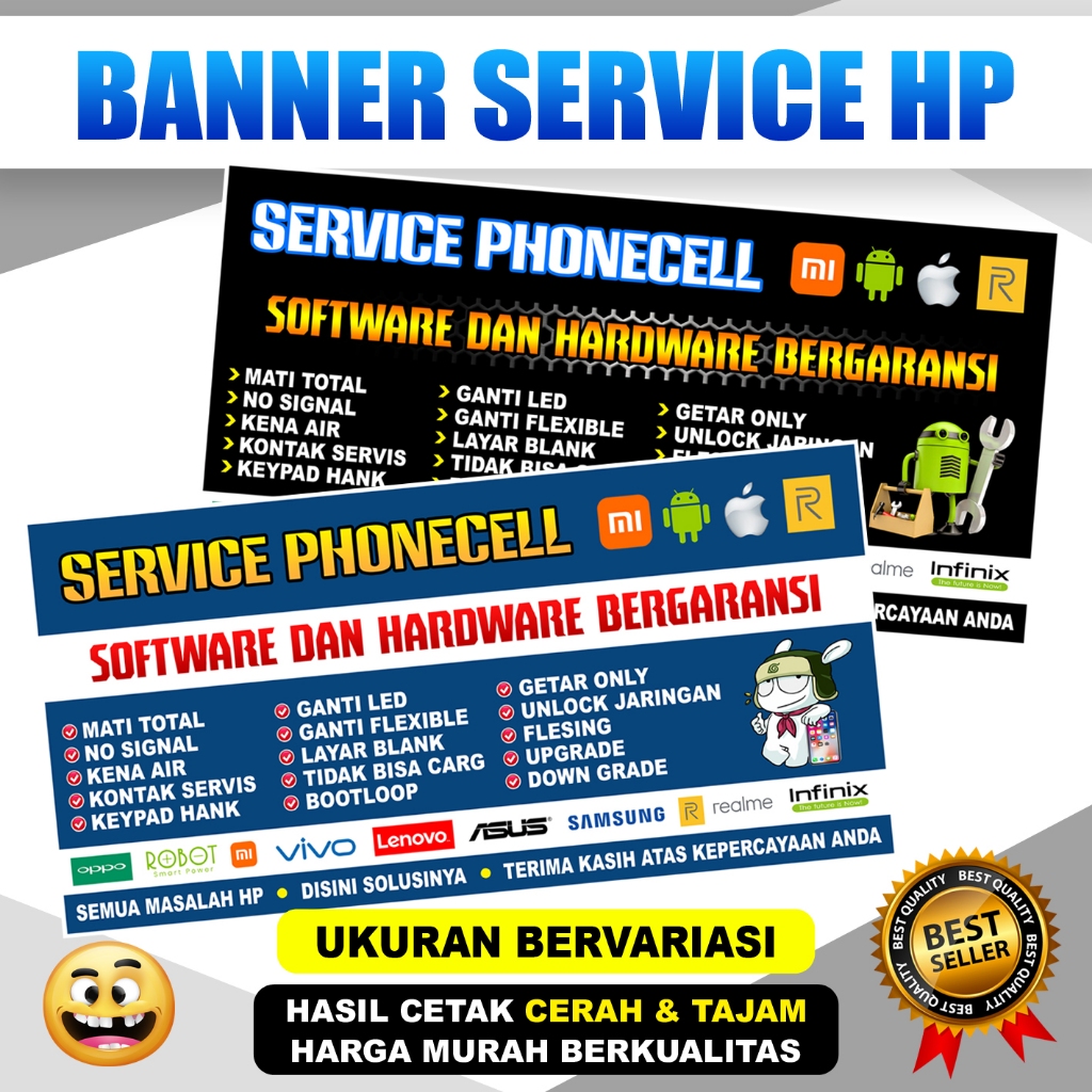 BANNER SPANDUK KONTER SERVIS SERVICE HAPE MURAH UKURAN 2 METER
