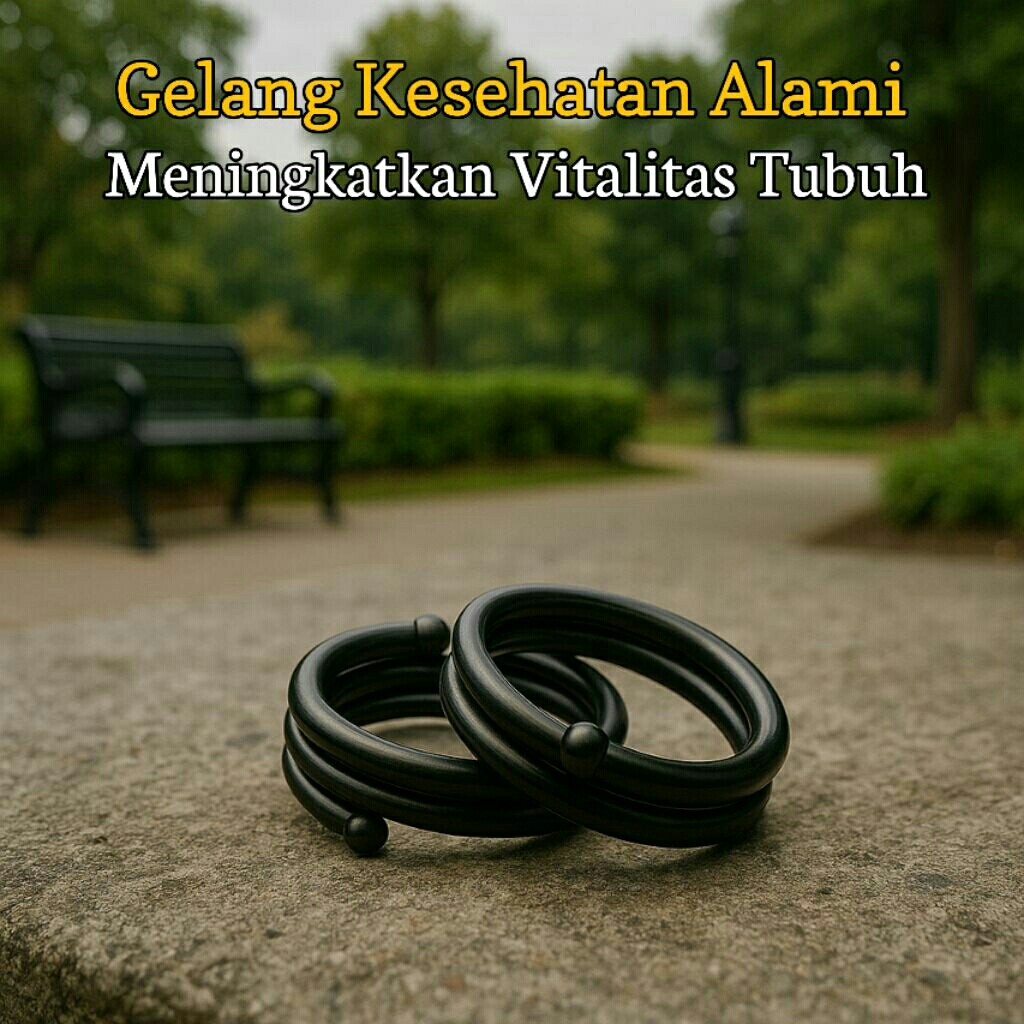 Gelang Terapi Kesehatan Alami Couple Pria Wanita Hitam - Air pH Tinggi & Alkaline untuk Vitalitas Tu