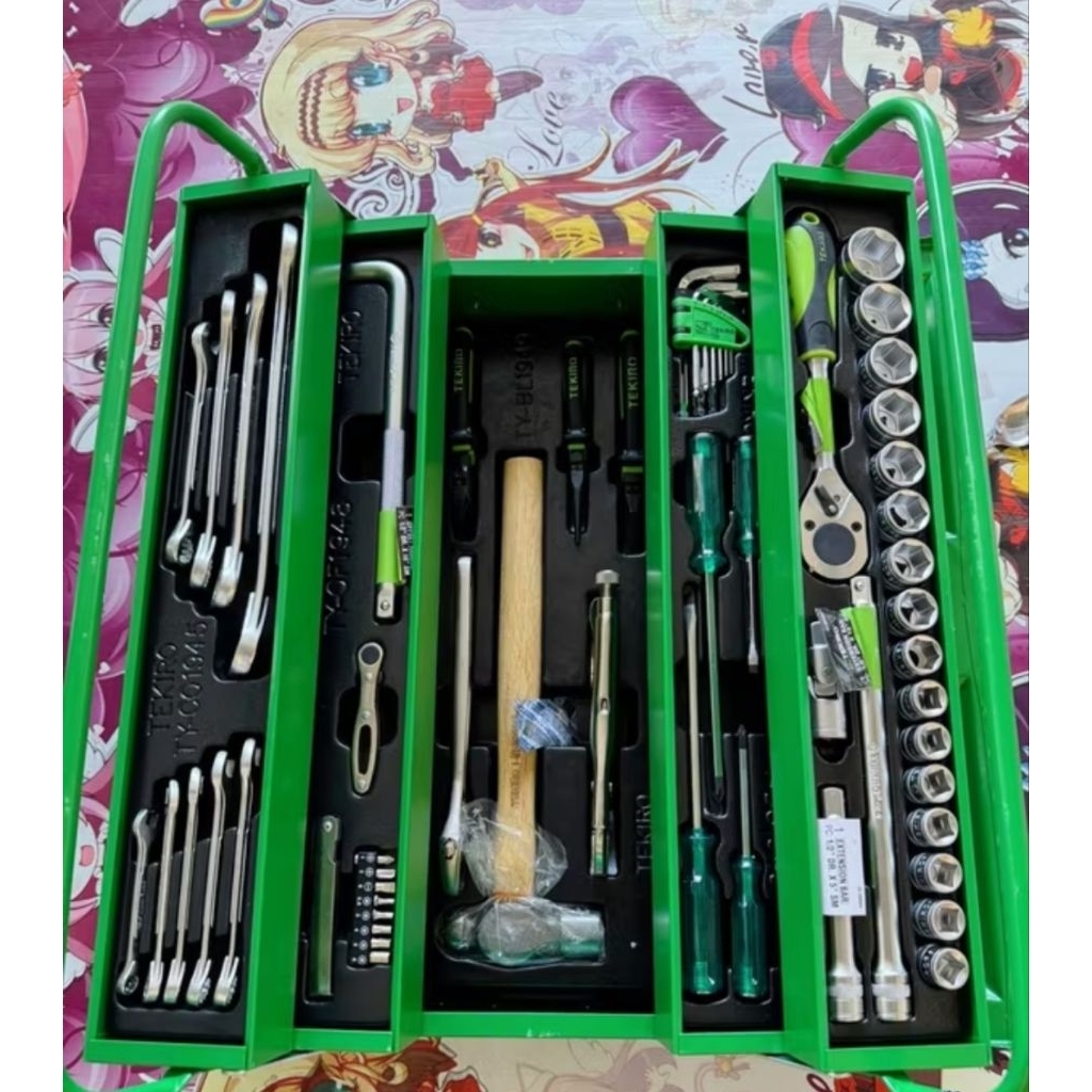Mekanik Tool Set 72 Pcs Merk Tekiro / Tools Box Set 72 Pcs