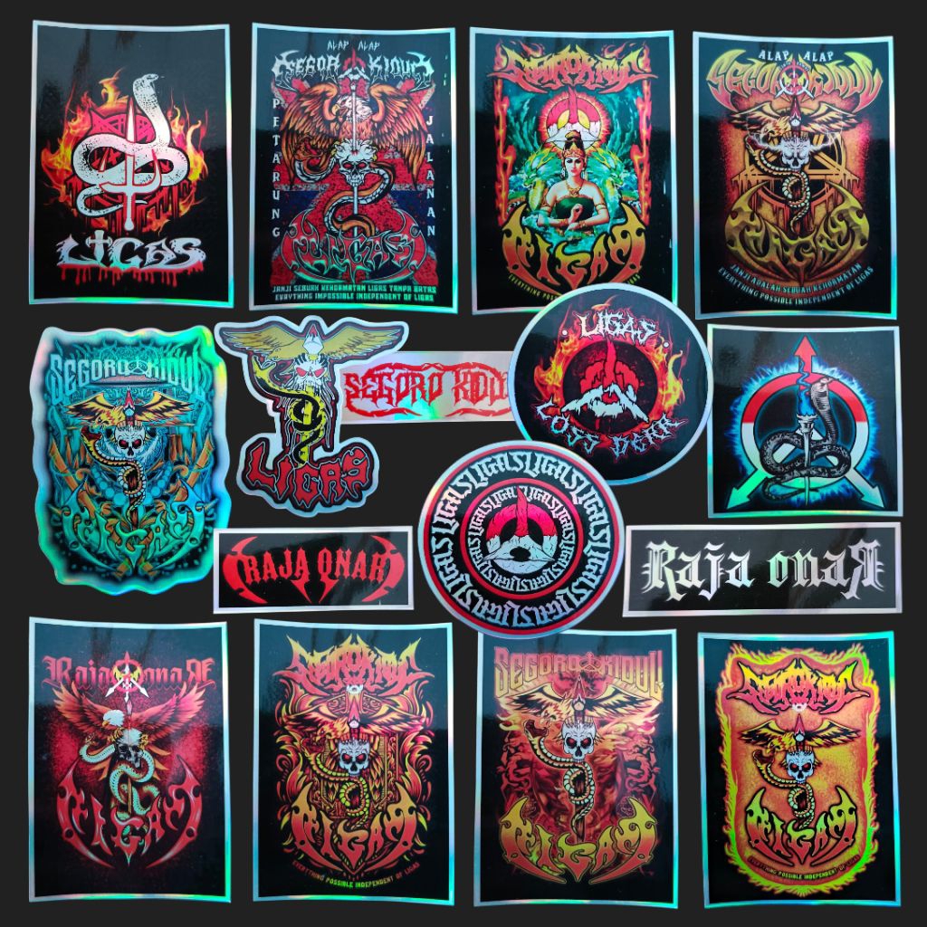 

Sticker Pack HOLOGRAM LIGAS SEGORO KIDUL Cutting Pola Vinyl Laminasi Glossy Tahan Air - isi 16 pcs