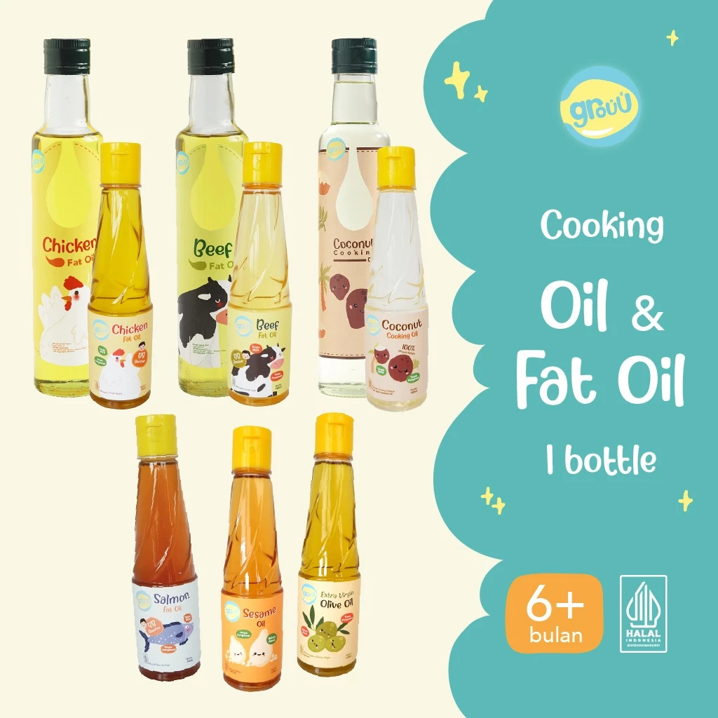 

Grouu - Fat Oil 145ml | Minyak Lemak | MPASI BB Booster (Lemak Ayam, Lemak Sapi , Minyak Kelapa, Chicken Fat, Beef Fat, Coconut Oil) | Penambah Nafsu Makan & Penambah Berat Badan | No MSG