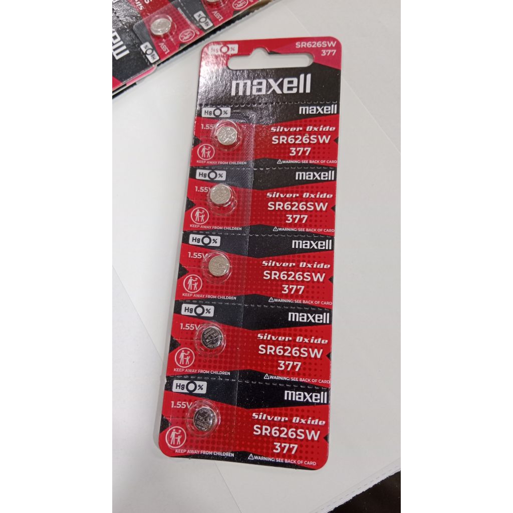 Original Baterai jam tangan 377 Maxell SR626SW / 377 / SR 626 SW Maxell Silver Oxide Perlembar