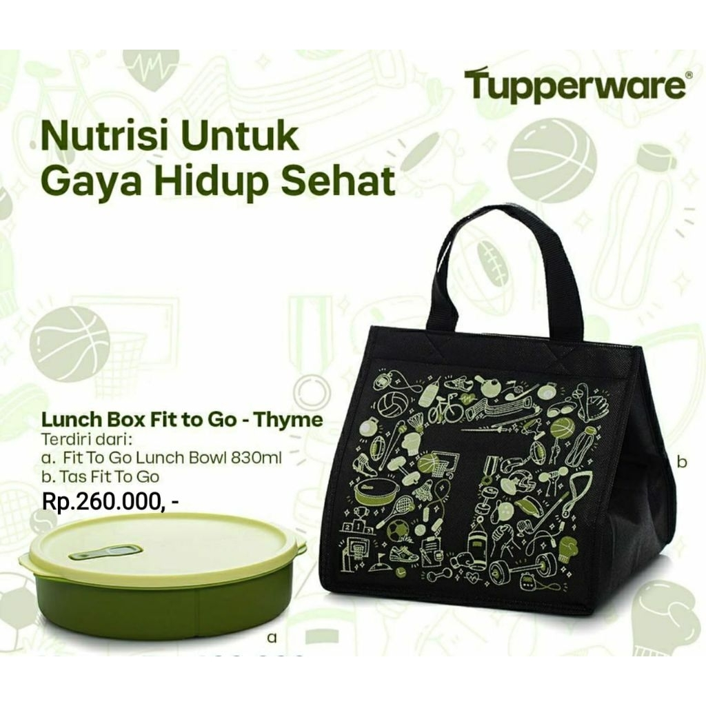 Lunch Box,tempat bekal,Fit To Go  Hijau tupperware