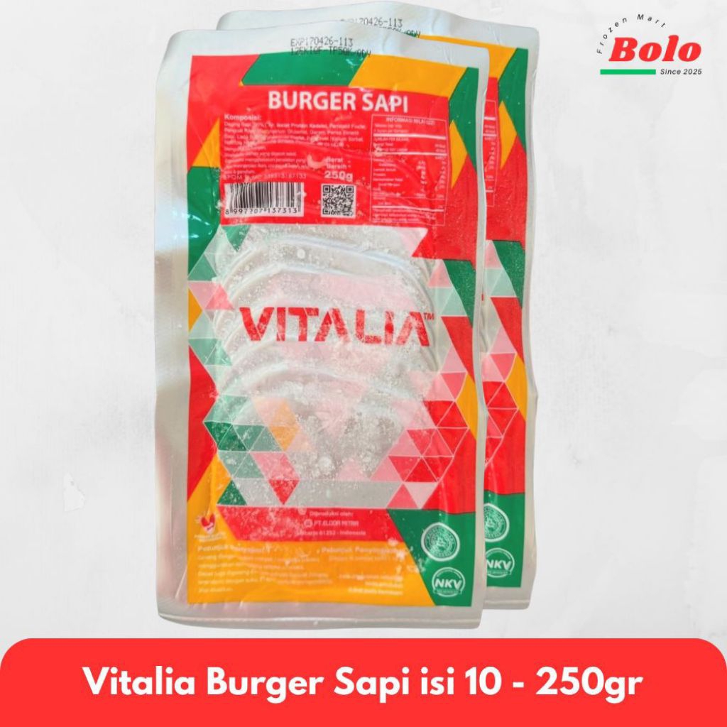 

Vitalia Daging Burger Sapi isi 10 - 250gr - Kualitas Daging Premium & Berkualitas