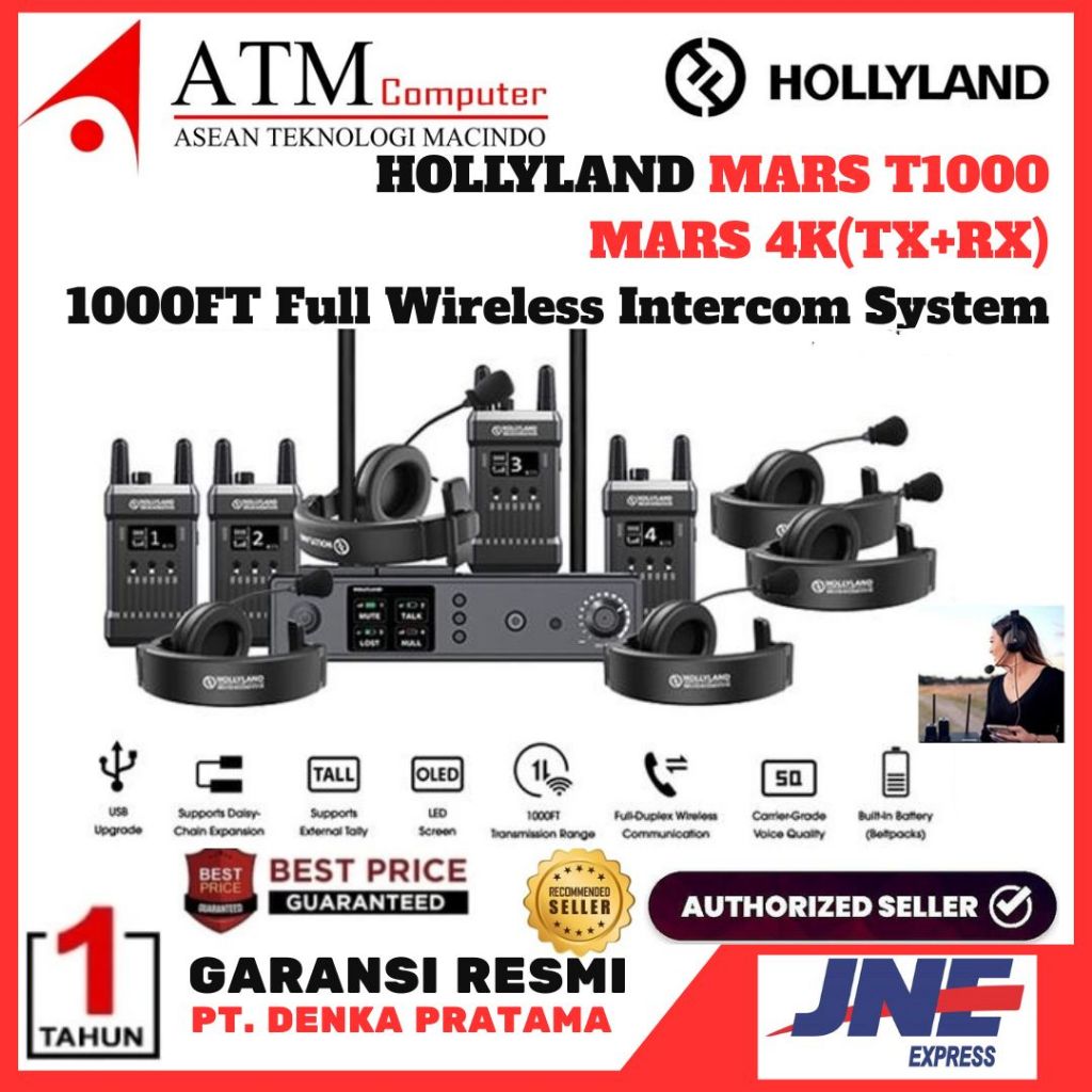 Hollyland Mars T1000 Wireless Intercom Headset Hollyland T 1000 RESMI