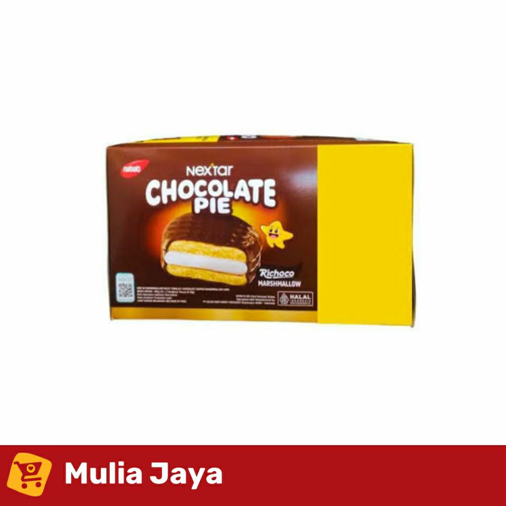 

Nextar Chocolate Pie Nabati Rasa Cokelat Bonus 1 pcs (1 pak isi 12 bungkus)