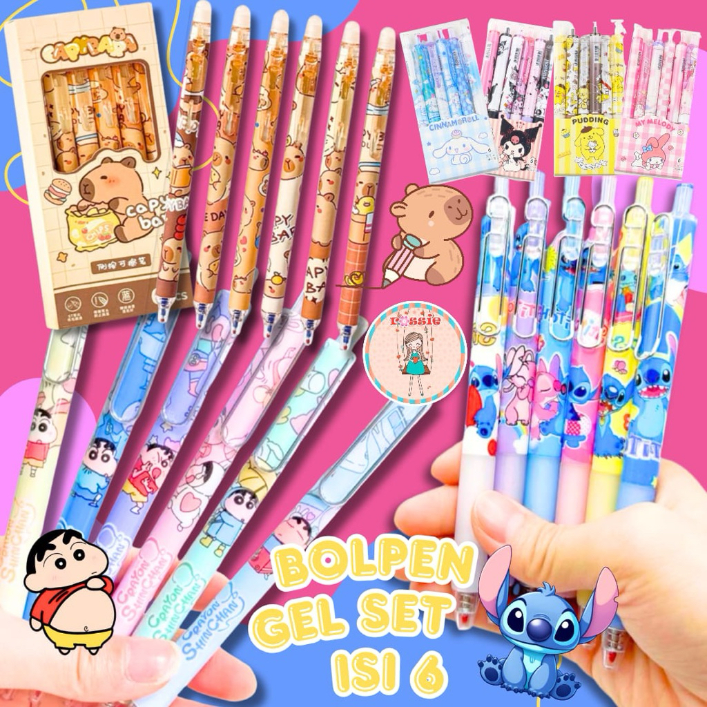 

Set Pulpen Pen Gel 6 PC Mekanik Motif Cartoon/1 Pak Berisi 6 Pulpen Gel Capy Bara Labubu/Pena Gel Mekanik Pola Lucu Pulpen Gel 0.5mm 6Pcs Pen Bolpoin Tinta Gel Cair Cetekan Pena Karakter Kartun Lucu Capybara Labubu Shincan Kuromi Melody