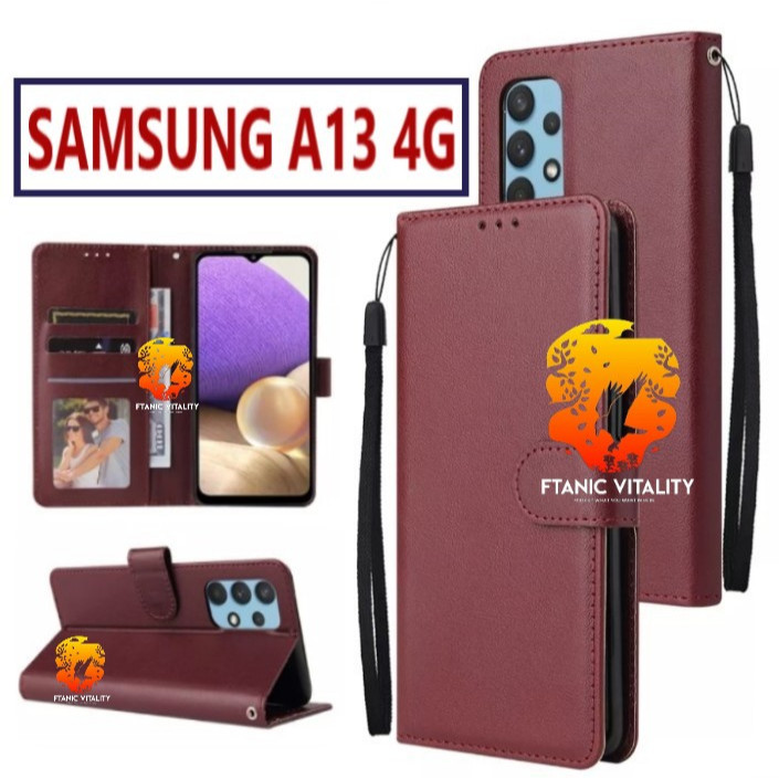 FLIP LEATHER CASING SAMSUNG A13 4G CASE KULIT FLIP WALLET LEATHER DOMPET KULIT PREMIUM SARUNG BUKA T