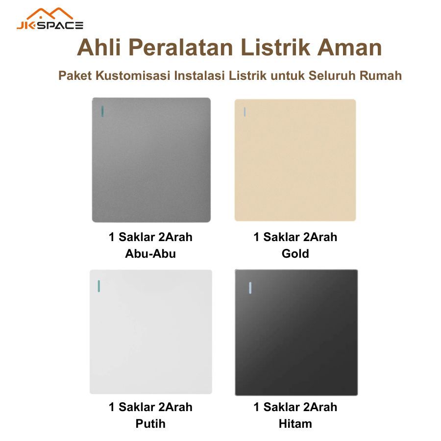 JK SPACE  Saklar Lampu/Stop Kontak Saklar/ Saklar Rumah JK SPACE Gabungan saklar silver saklar mewah
