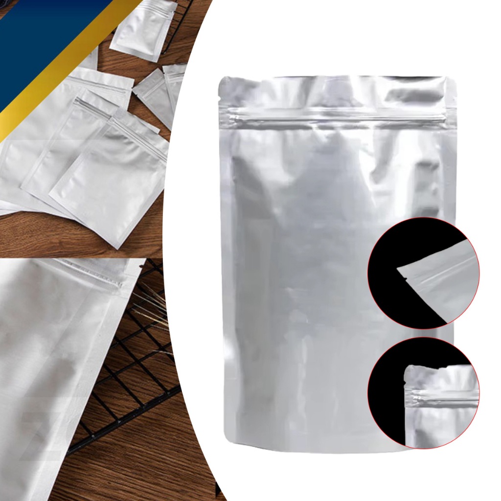 "100PCS Plastik Aluminium foil kemasan Ziplock Penyimpanan Makanan Plastik Klip Ziplock Foil Delkoch