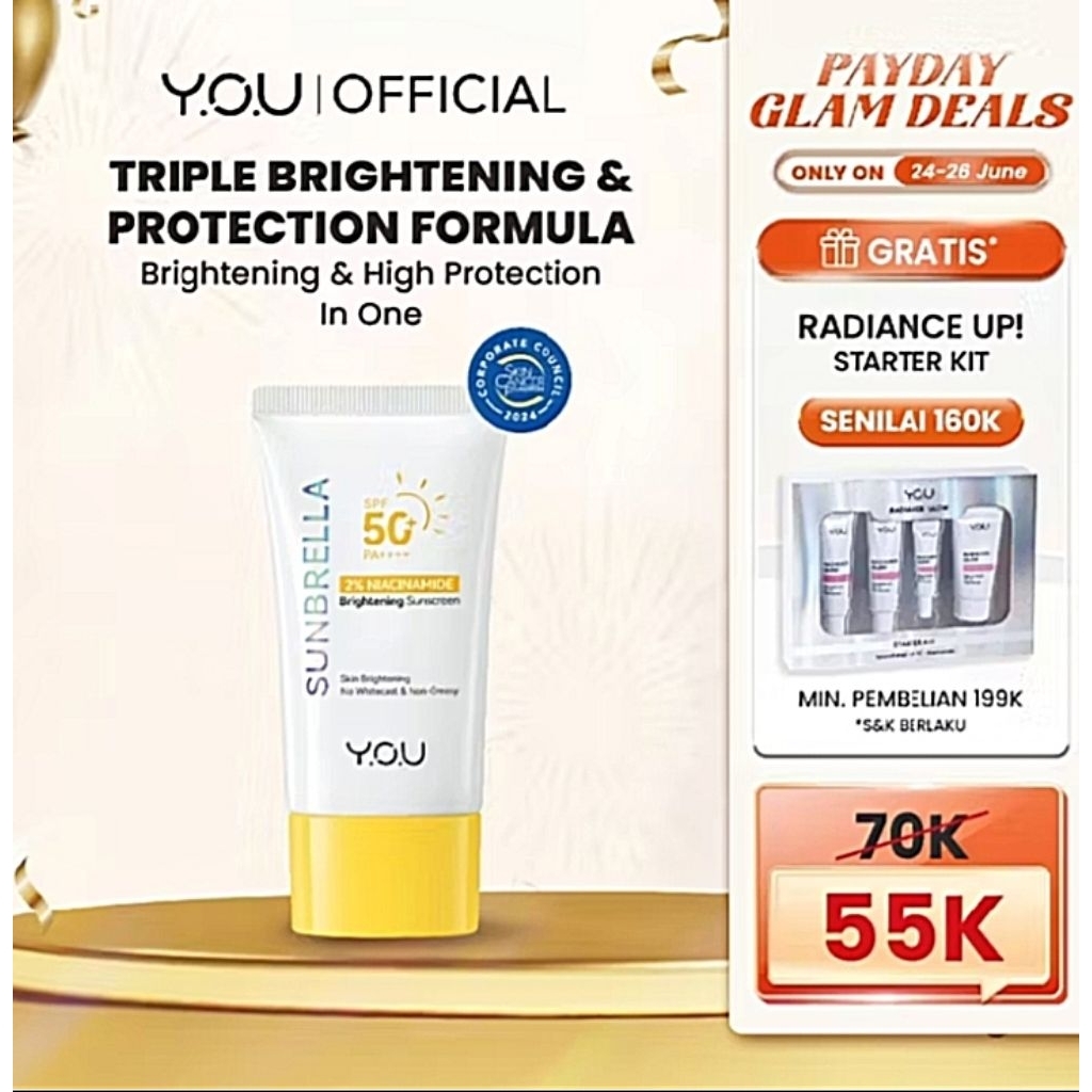 YOU SUNSCREEN SUNBRELLA 2% niacinamide brightening | sunscreen YOU