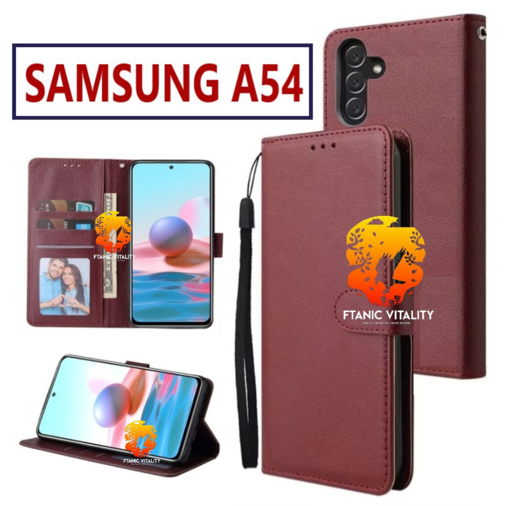 FLIP LEATHER CASING SAMSUNG A54 CASE KULIT FLIP WALLET LEATHER DOMPET KULIT PREMIUM SARUNG BUKA TUTU