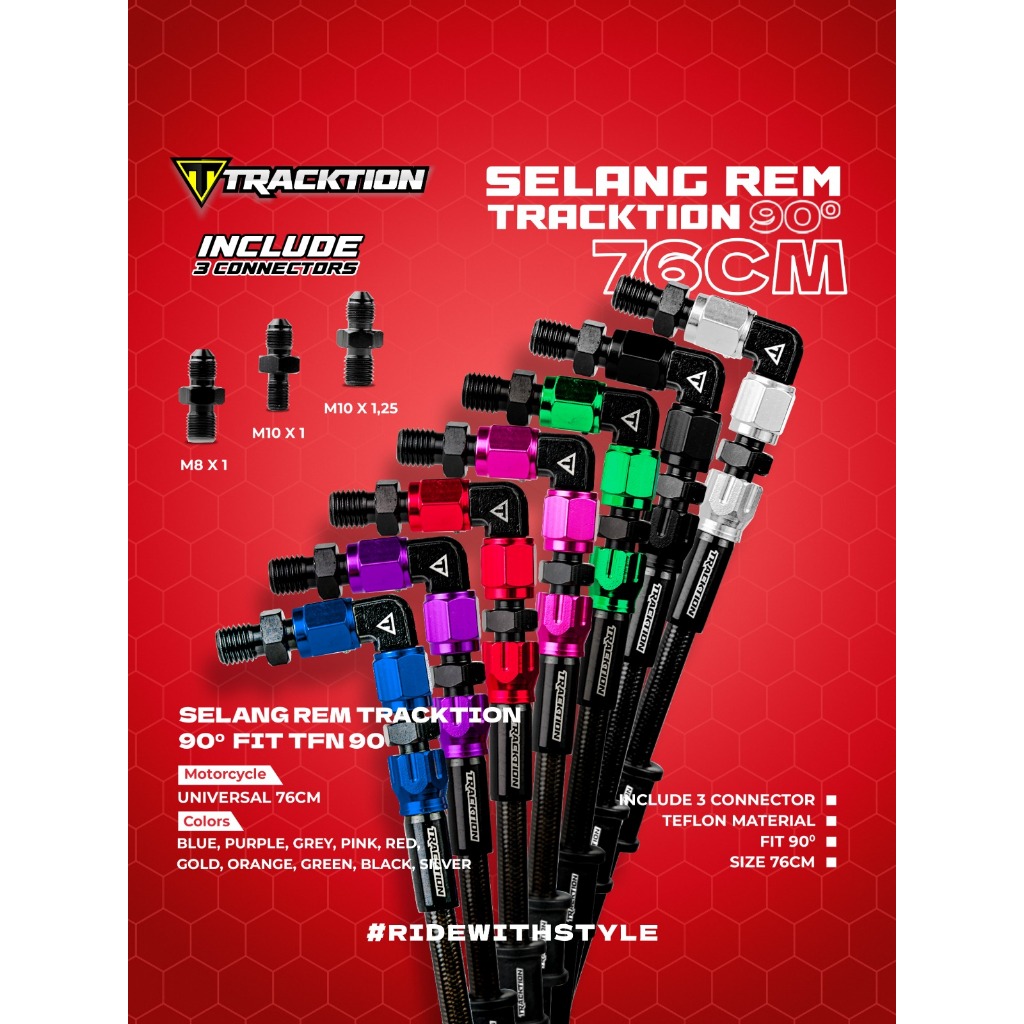 Selang Rem Tracktion  TFN 76 CM Universal FIT 90°