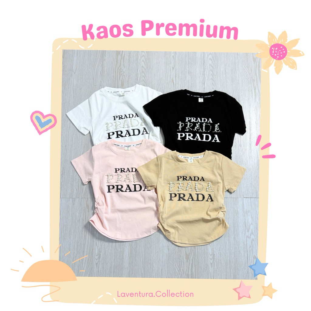 Kaos Import Anak Perempuan (Usia 5–8 Tahun) – Premium Quality | Model Serut Samping Pr*d*