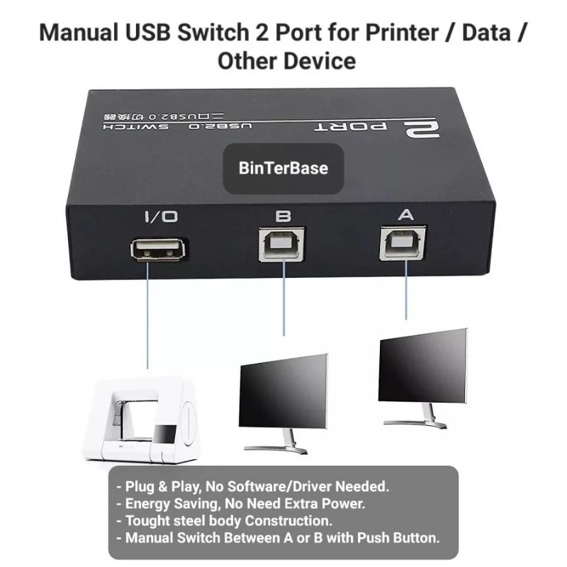 Manual USB Switch Printer 2 port / Cabang Printer / Data alat 1 printer untuk dipakai 2 PC Laptop ne