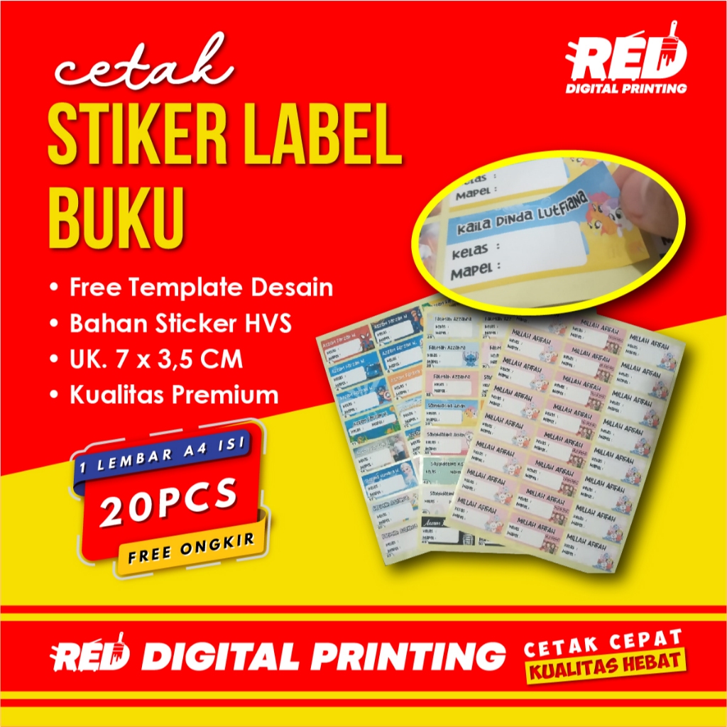 

Stiker Label Nama Buku Pelajaran Karakter Custom Stiker HVS