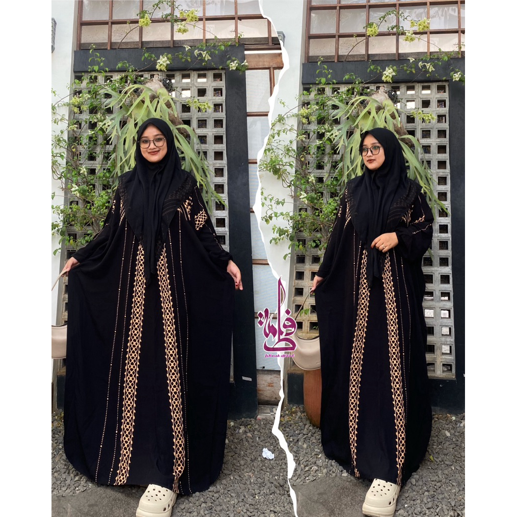 Gamis Kaftan Motif Rayon Jumbo Abaya Daster Kekinian Busui Lengan Panjang