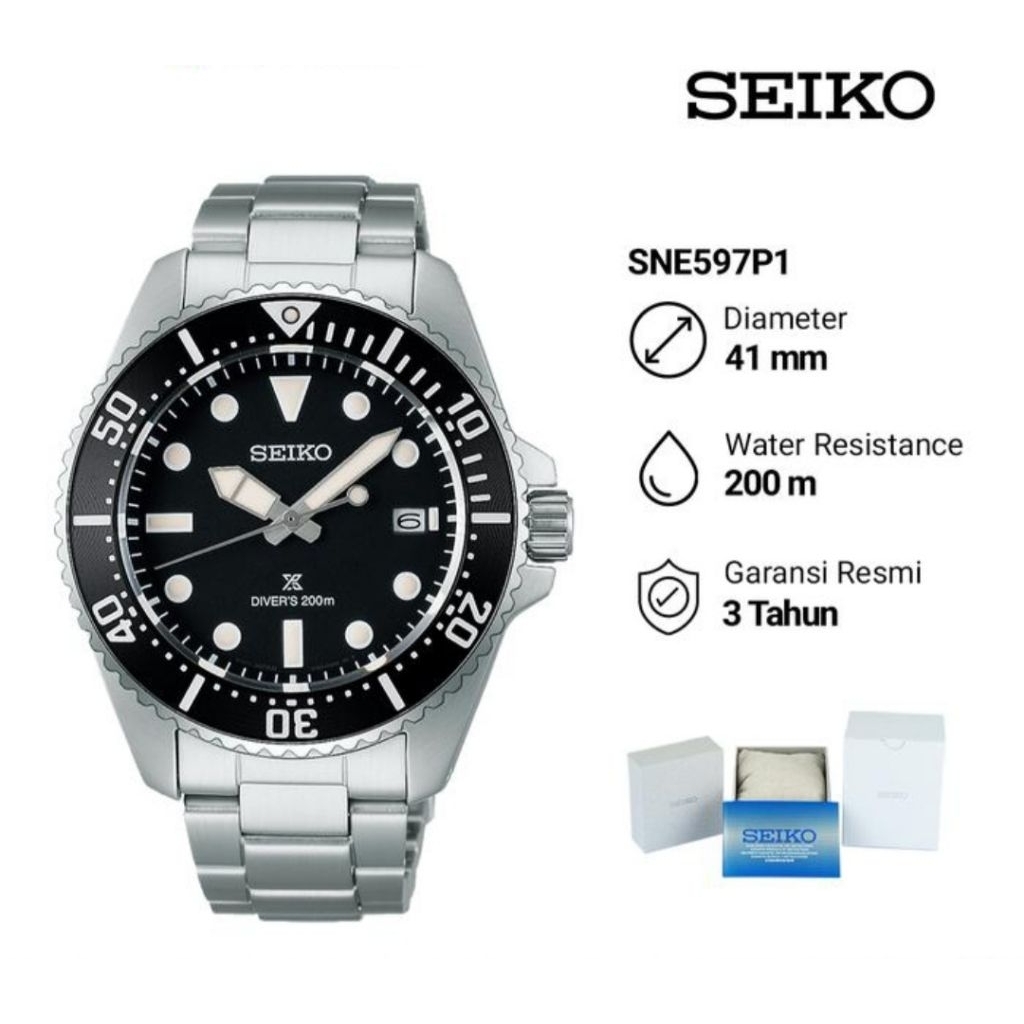 Seiko Prospex SNE597P1 Solar Divers Jam Tangan Pria Original