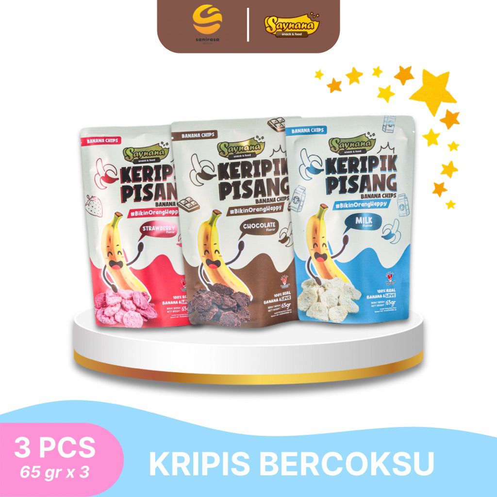 

Saynana Snack & Food [PAKET KRIPIS BERCOKSU 3 PCS] Keripik Pisang