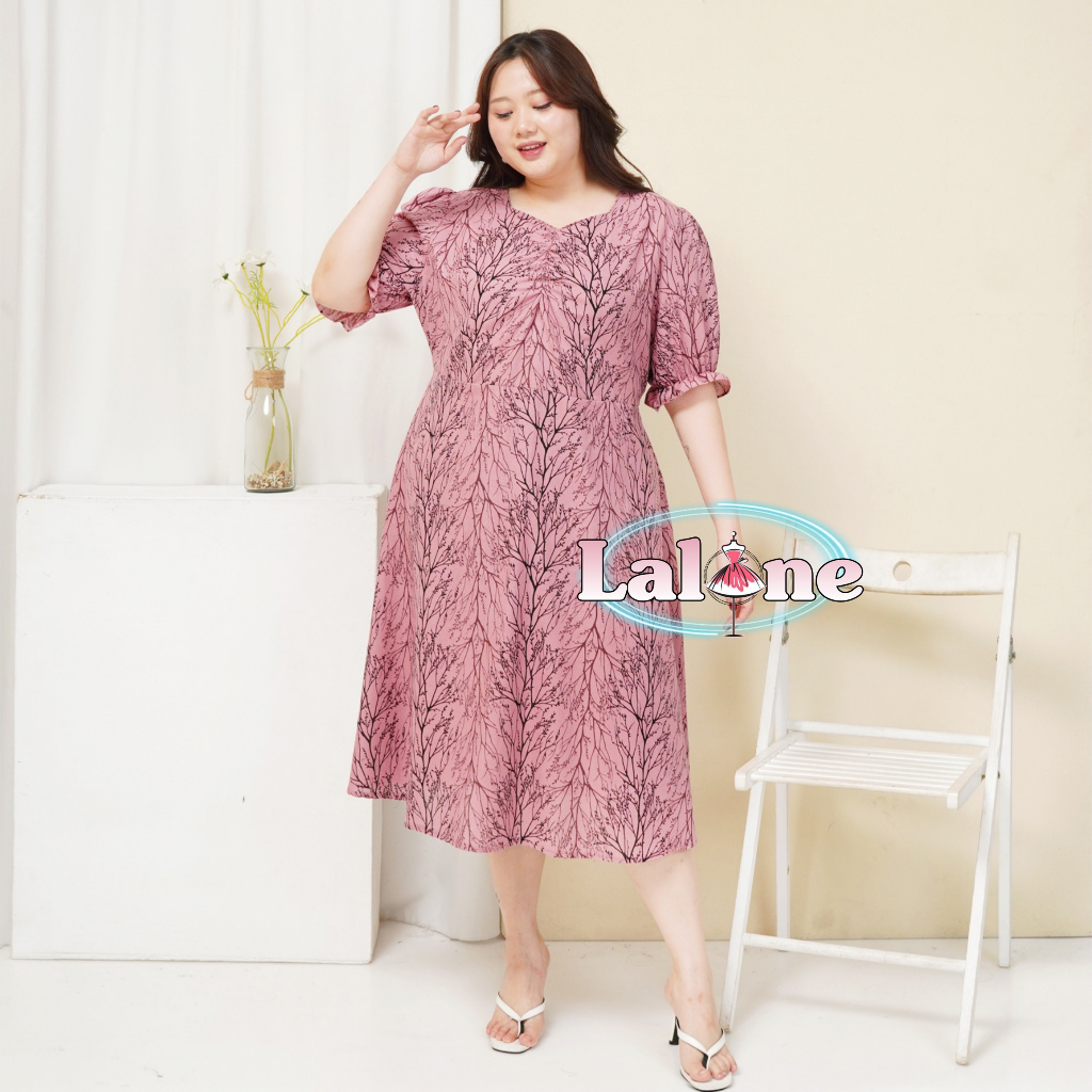 Dress Bigsize Wanita Motif Batik Gaun Pesta Kasual Wanita Jumbo LD 130 Bigsize XXXL Wanita Kantor