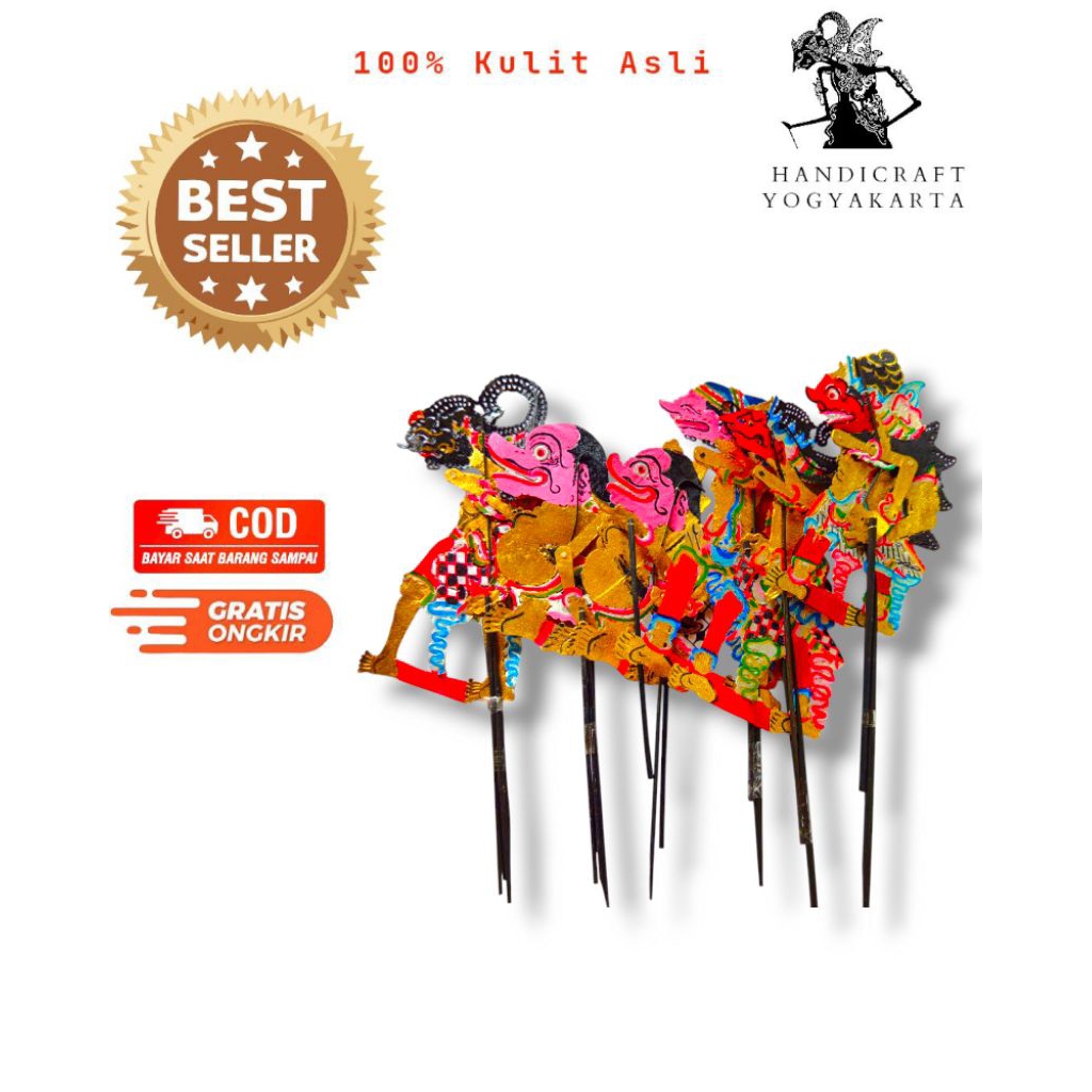 WAYANG kulit asli WERKUDARA 30cm bahan kulit sapi tebal dobel