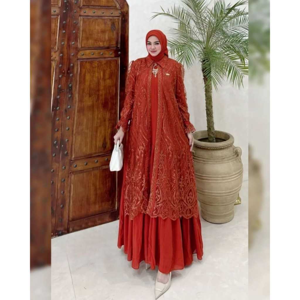 GAMIS BRUKAT WANITA TERLARIS MODEL TERBARU 2025 DRESS CANTIK DAN ELEGAN BAHAN CERUTY BABYDOLL FULL P