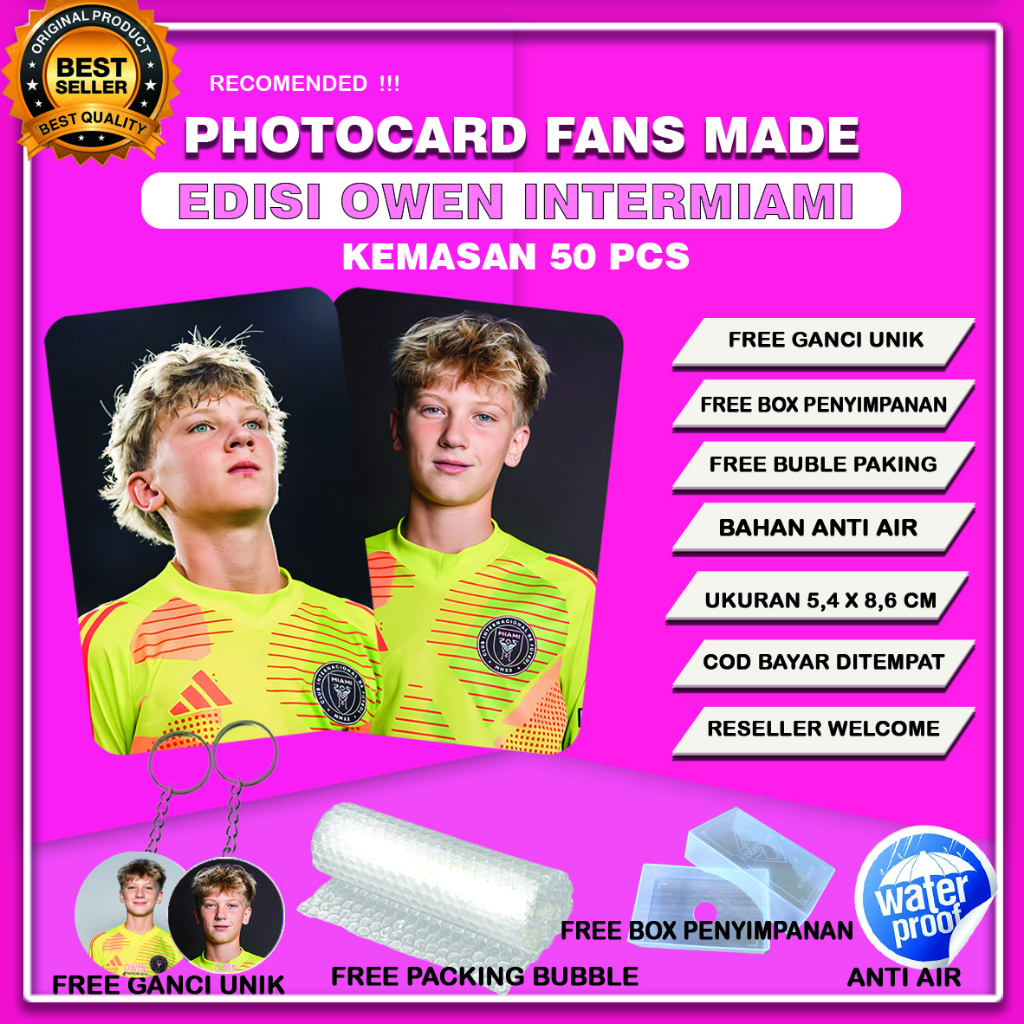 Photocard Gratis Gantungtan Kunci, OWEN INTER MIAMI 50 PCS Bisa Cod Langsung Kirim,Marchendise