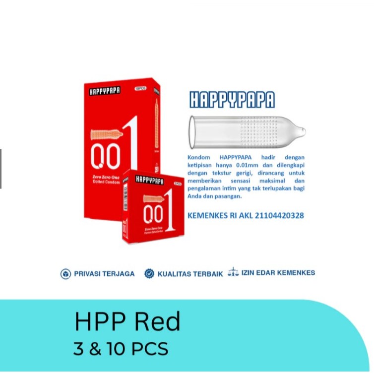 KONDOM HAPPYPAPA GERIGI BERDURI ULTRA TIPIS 001 - CONDOM DOTTED 0.01MM
