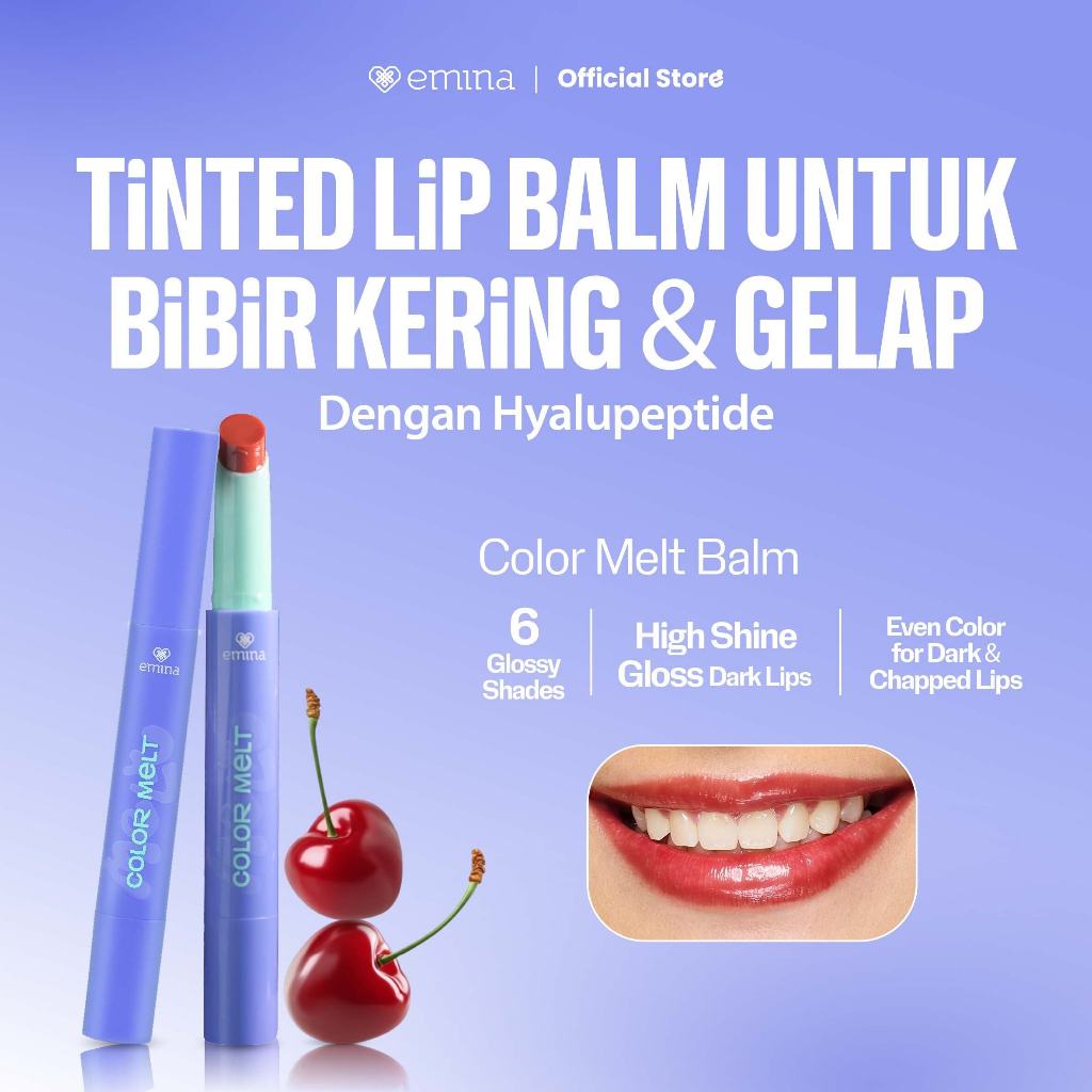 NEW Emina Hyalupeptide Color Melt Balm - Tinted Lip Balm Melembabkan & Mencerahkan Bibir, Lightweigh