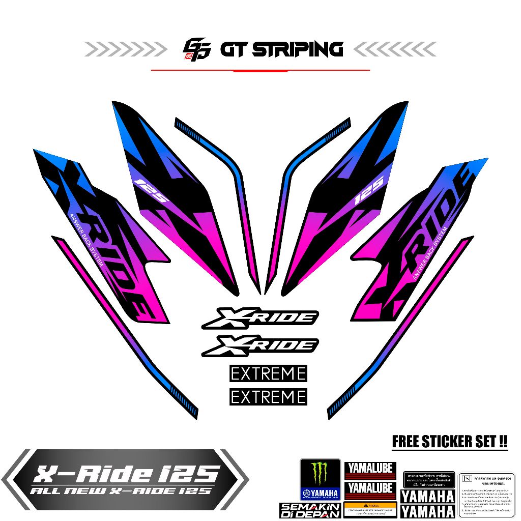 GTS 2 STRIPING YAMAHA X RIDE NEW 125 / LIST LES X RIDE / STIKER POLET X RIDE NEW 125