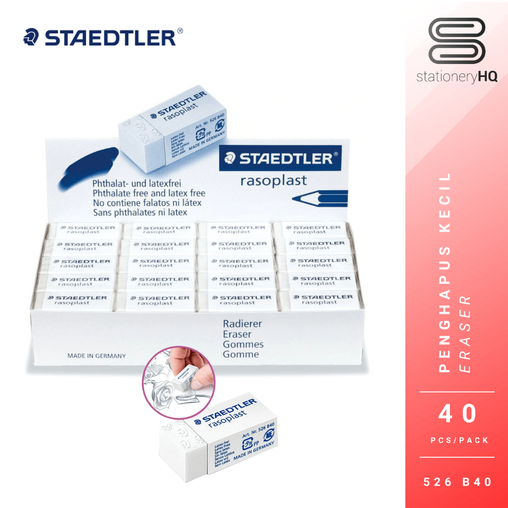 

Ay00! (40 Pcs) Penghapus Kecil / Eraser / Staedtler 526 B40