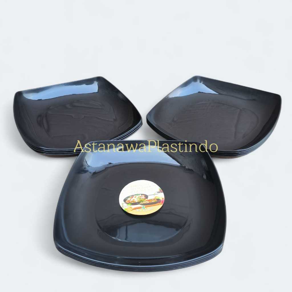 Lusinan Piring ceper plastik Hitam 23 cm foodgrade