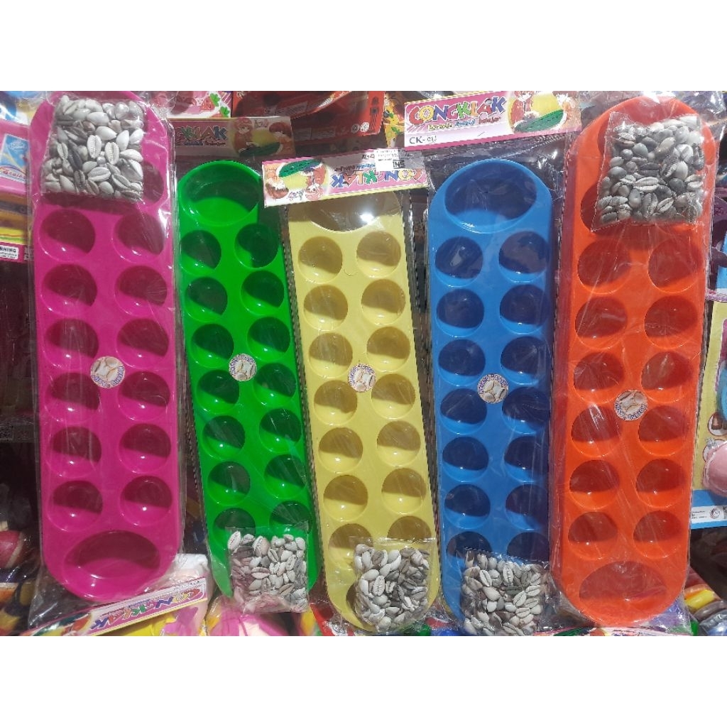 Mainan Congklak Bening+Biji Kerang Plastik