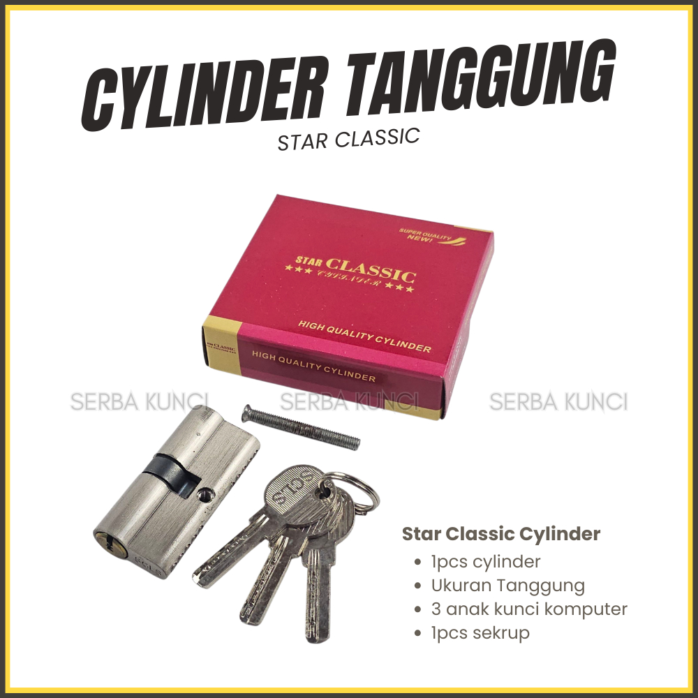 Cylinder Star Classic Silinder dengan 3 Anak Kunci Tanggung untuk Pintu Kamar Rumah Starclassic