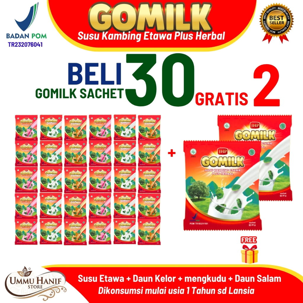 

[ PAKET HEMAT ] GOMILK SACHET iSusu Etawa Plus Herbal Daun Kelor