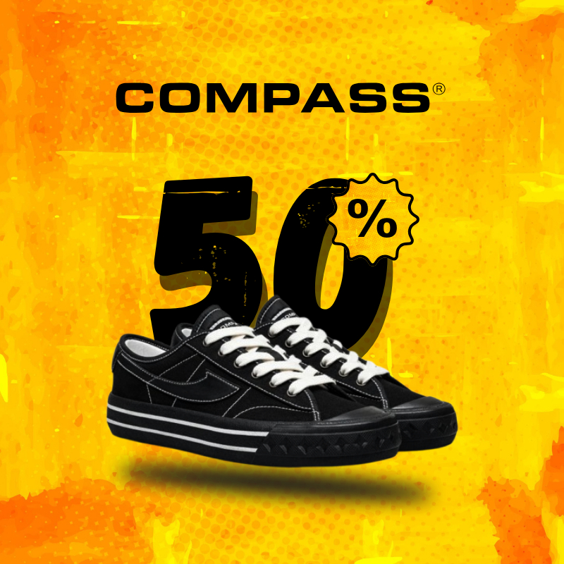 Sepatu hitam wanita pria | Compass Retrograde Low Double Black | Sneaker full black | Sepatu sekolah