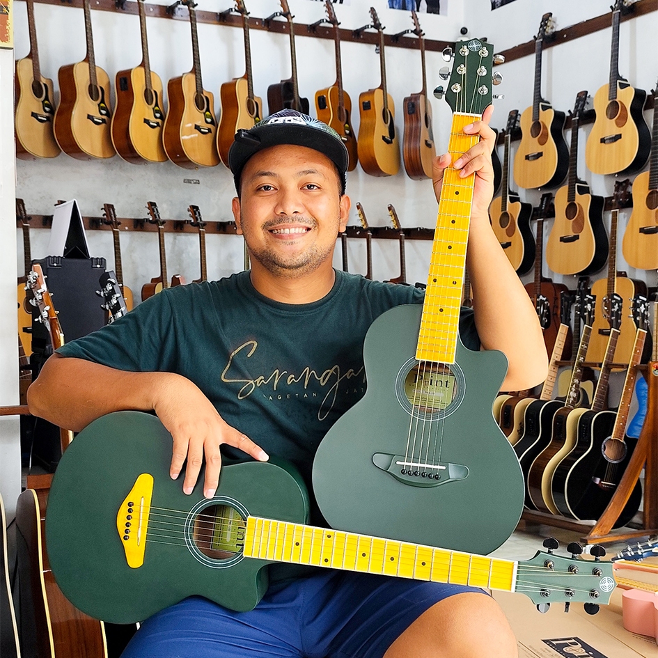 GITAR ORIGINAL Gitar Junior mini 3/4 akustik dan akustik elektrik Original Point PMS-101 Warna Hijau