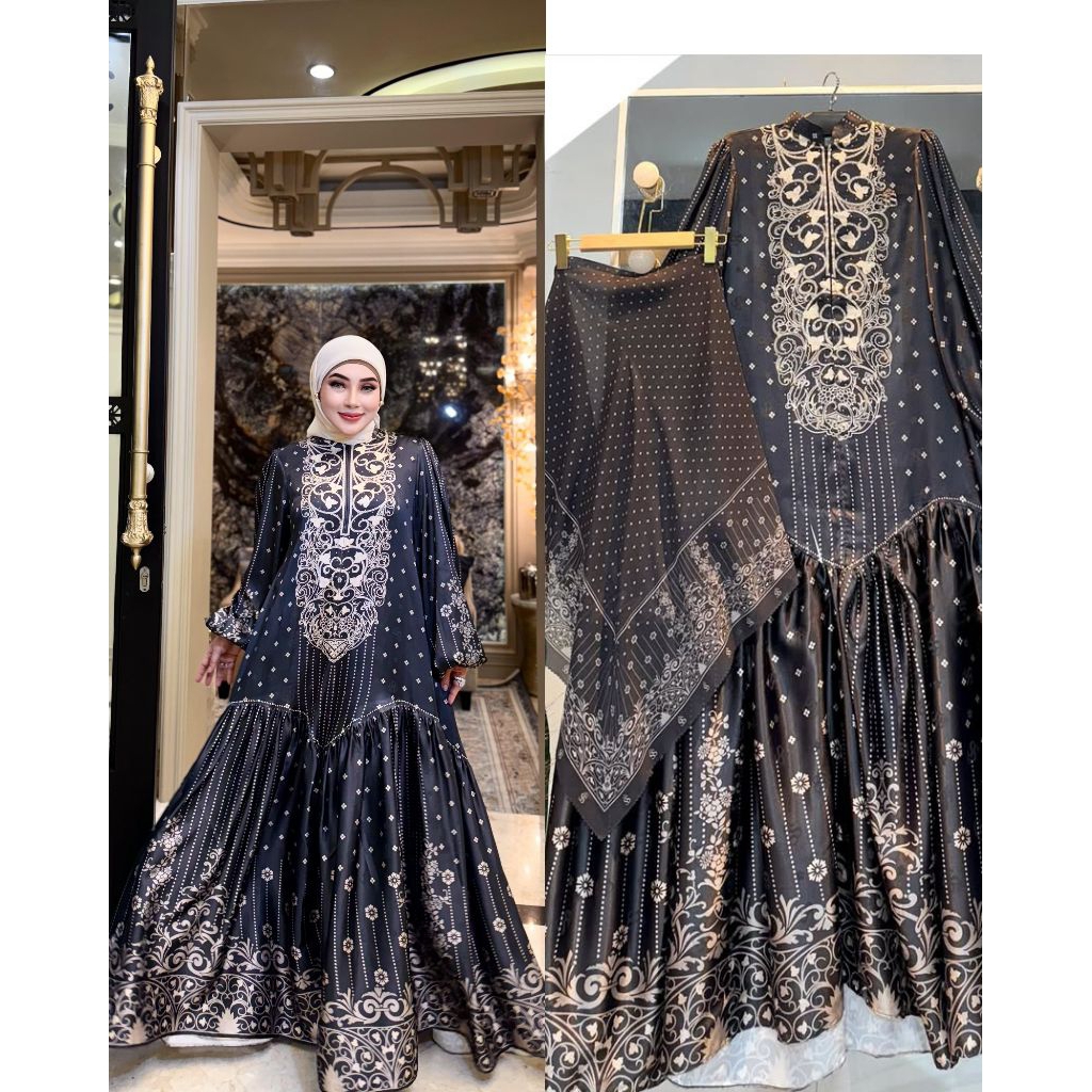 SHELLASAUKIA ORI DRESS SS TERBARU DRESS SHELLASAUKIA TERBARU DI JAMIN ORI 100% SET HIJAB SS TERBARU 
