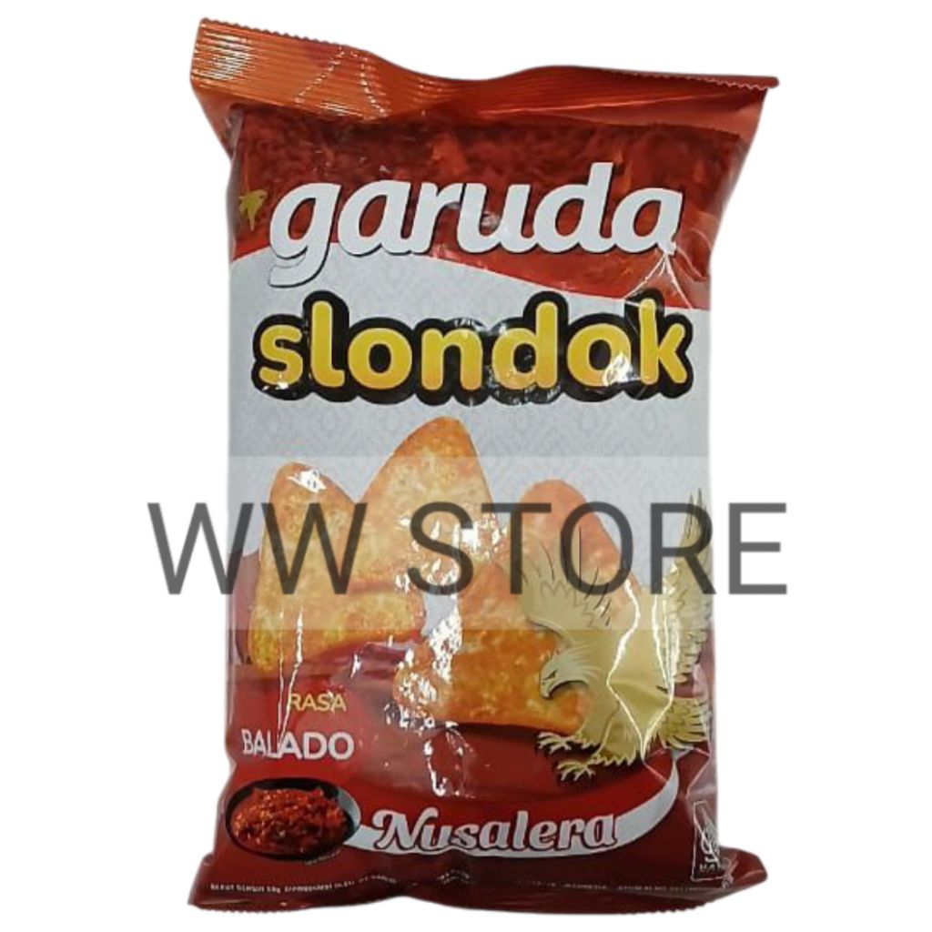 

Cemilan snek makanan ringan halal MUI snack garuda SLONDOK rasa balado Nusalera 50g