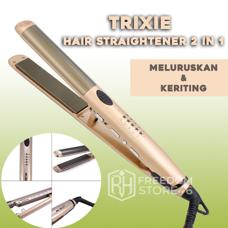 Best Seller Catokan Keramik TRIXIE ION Negatif Tourmaline 2 IN 1 Pelurus Rambut Salon Professional
