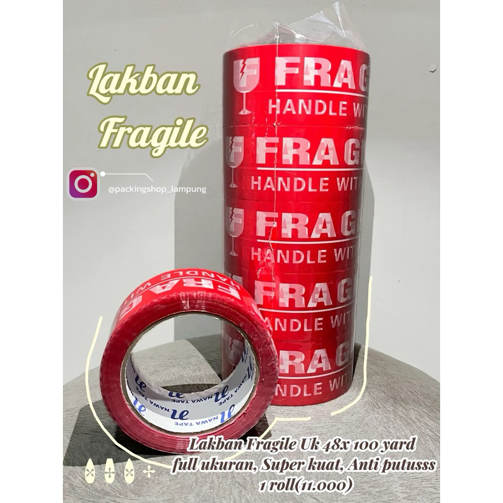 

Lakban Fragile Ukuran 48mm x 100 yard Merk Nawa LENGKET SEMPURNA Lampung