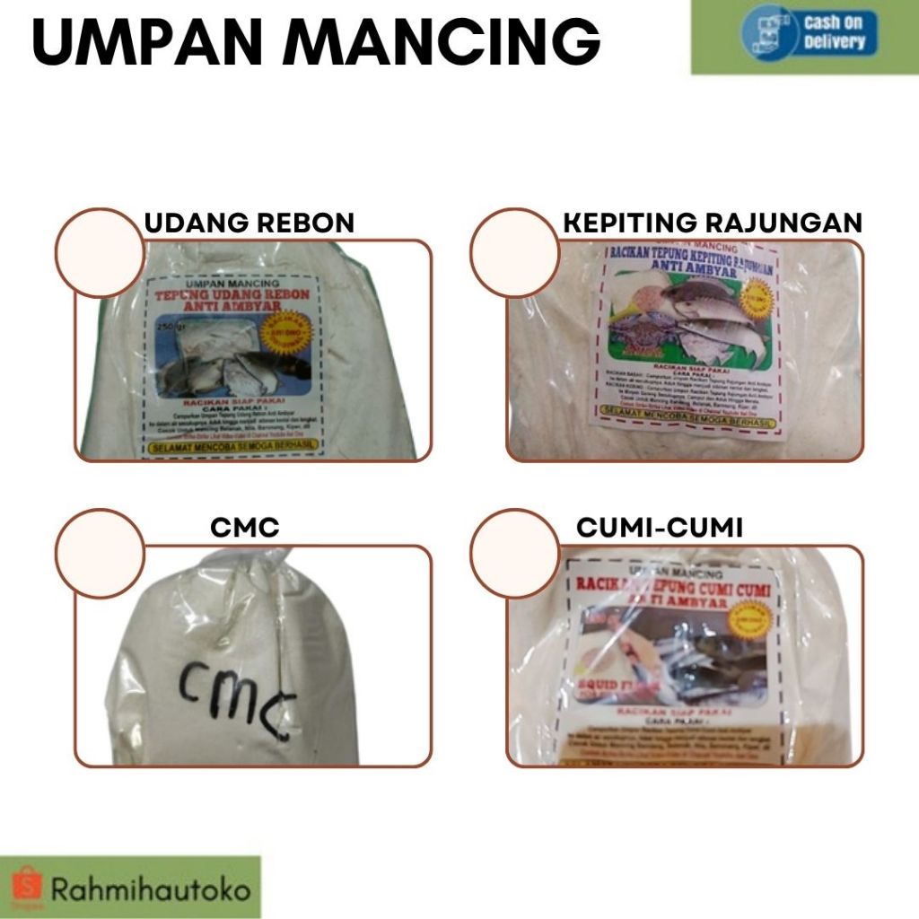 Umpan Mancing Sungai Laut Udang Rebon Kepiting Rajungan Cumi Cumi CMC