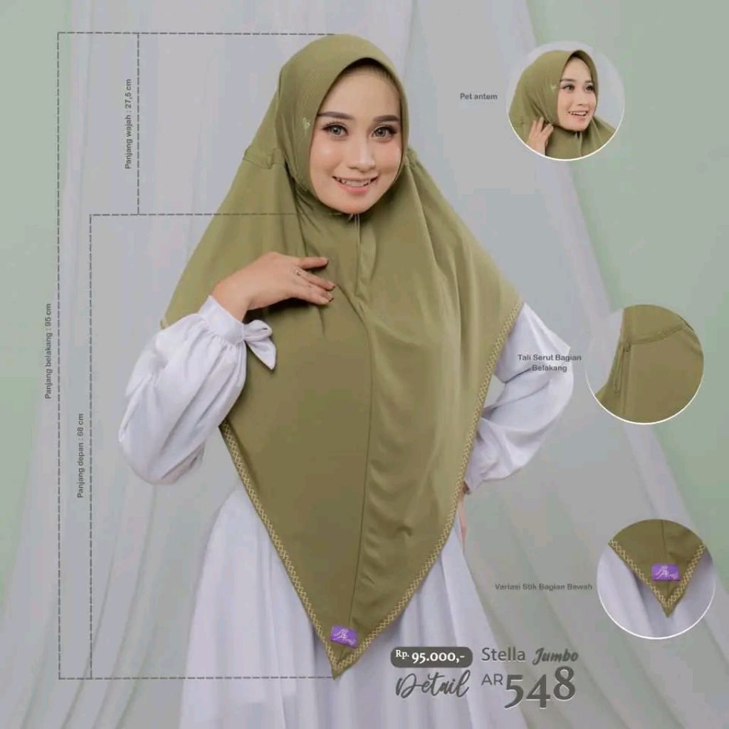 Ar 548 jumbo hijab simple menutup dada by Arrafi ori