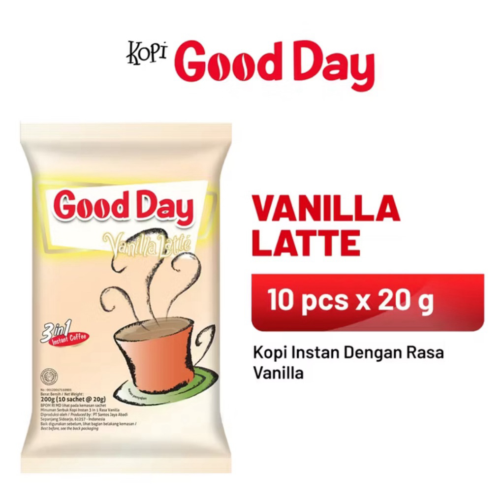 

Good Day Vanilla Latte 1 Renceng isi 10 Sachet