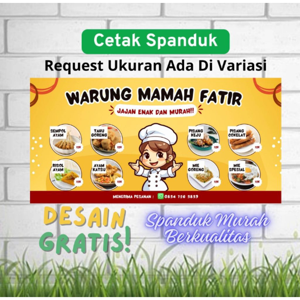Spanduk Banner Kuliner,Makanan, Seblak Prasmanan,konter, sembako, ukuran 300cmx100cm  bisa request  