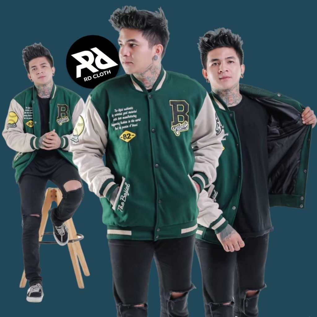 RD Cloth Jaket Varsity Pria Jacket Varsity vintage bordir Pria Varsity Baseboll Bordir